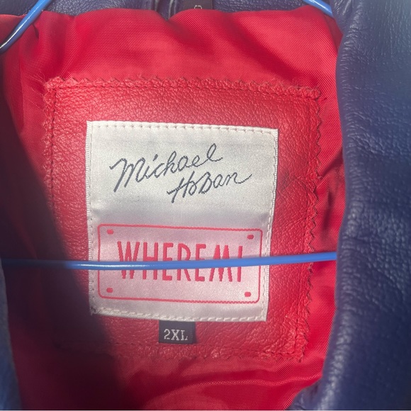 New With Tags Michael Hoban Wheremi USA Flag Leather Jacket Mens 2XL - Picture 7 of 7